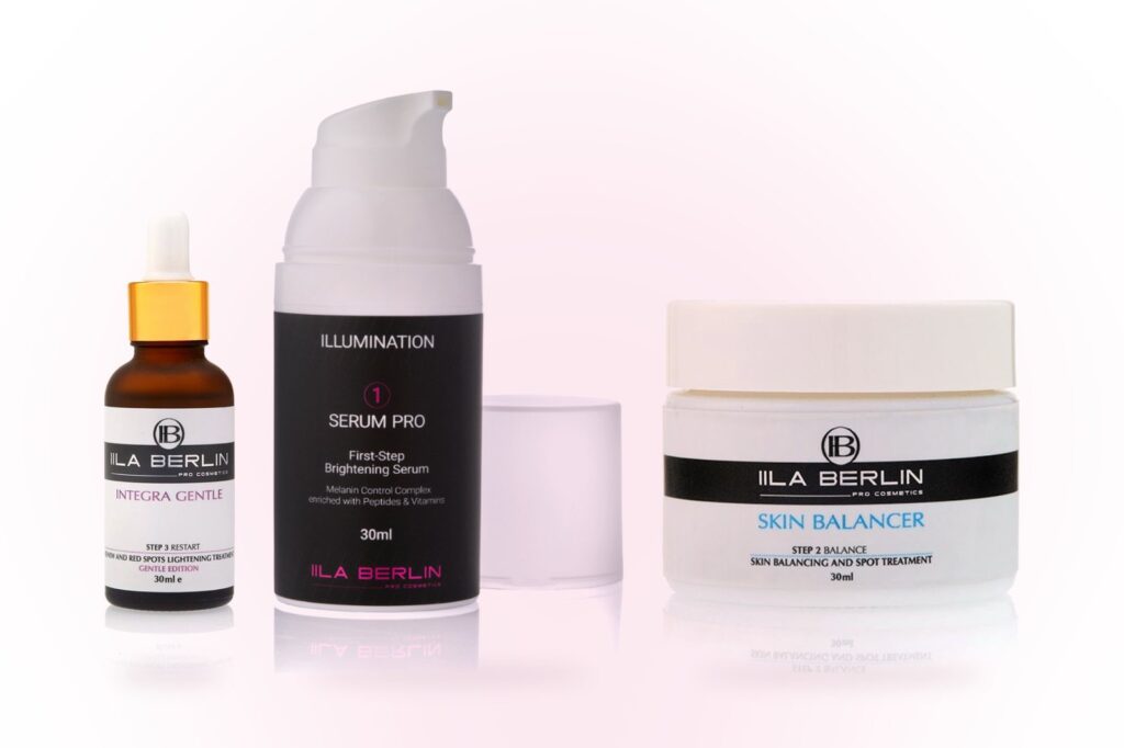 ערכת אילה ברלין לסימנים אדומים: ILLUMINATION, Skin Balancer ו-Integra Gentle